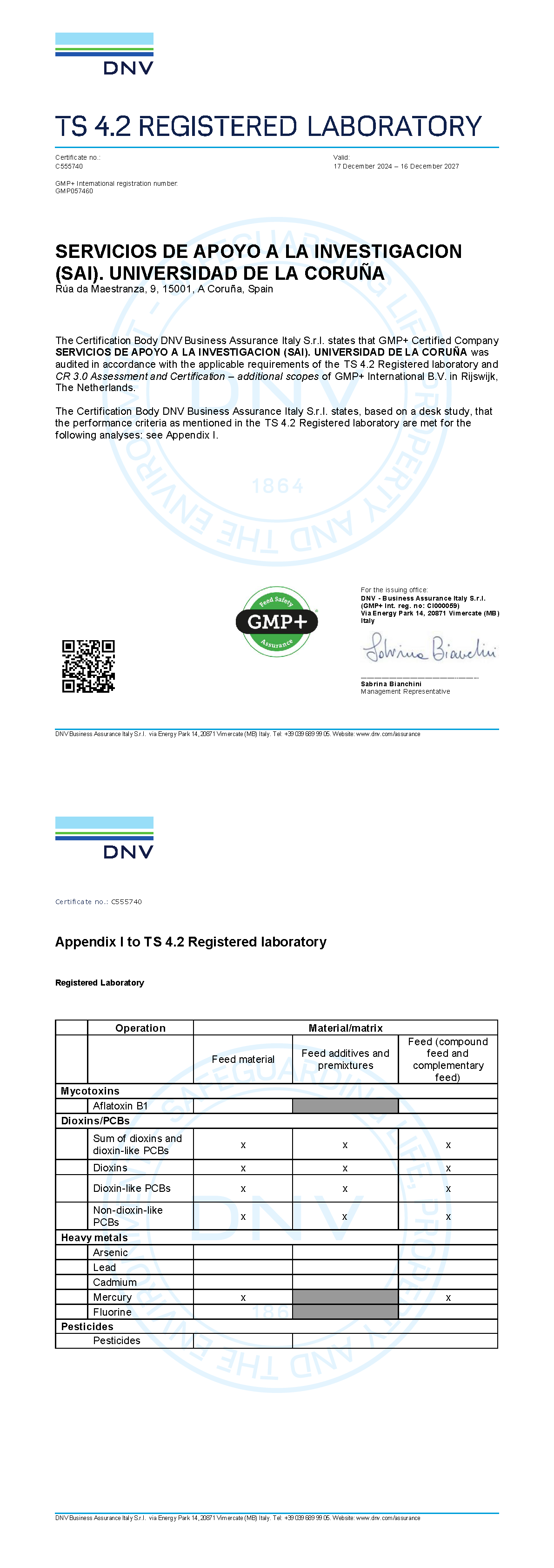 Certificación GMP+ B11 para laboratorios